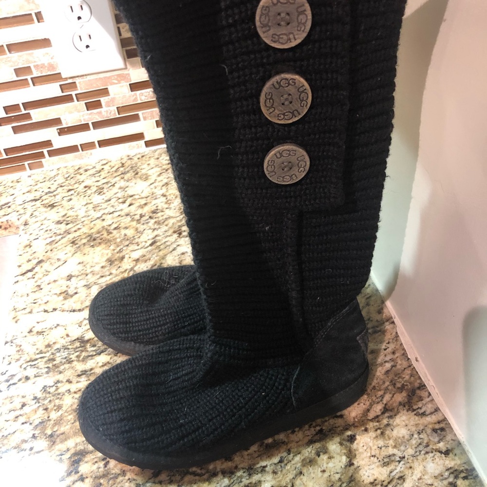 Womens UGG 5819 Black Cardy Knit Button Tall 8